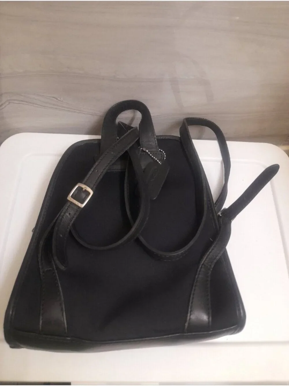 Coach Vintage Backpack Handbag Y2K Neoprene Leather Trim Zip Bag 6215